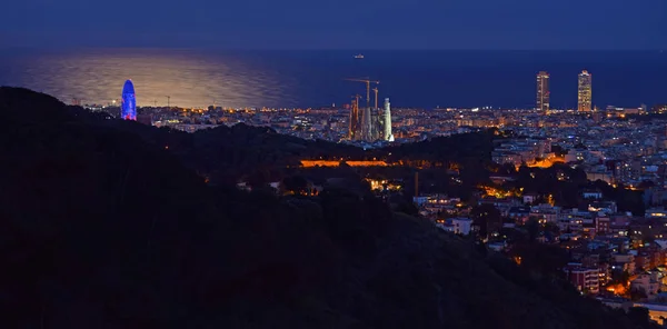 Barcelona Nacht Landschap Van Stad Barcelona — Stockfoto