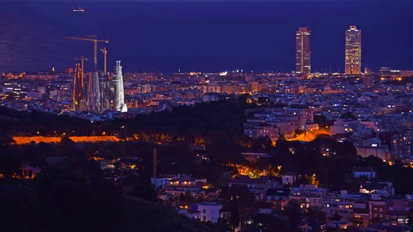 Barcelona, night landscape of the city of Barcelona