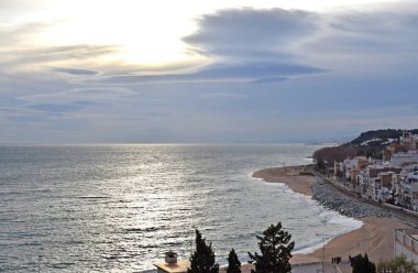 San Pol de Mar Barcelona 'nın manzara plajları İspanya