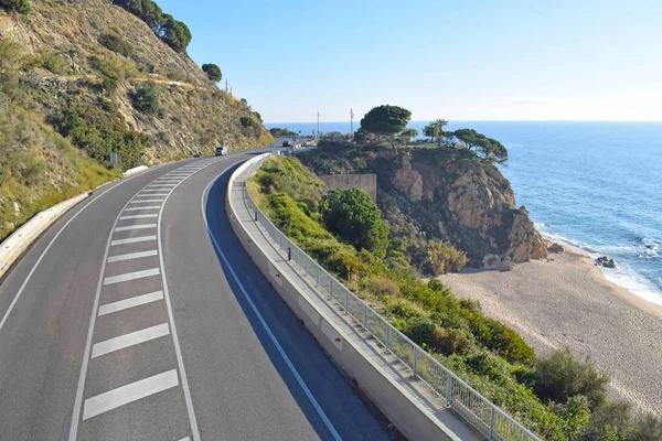 Jalan Dan Tebing Calella Costa Spanyol — Stok Foto