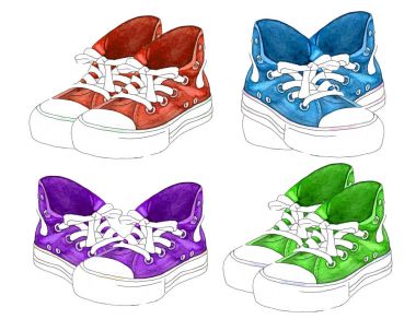 Ayakkabı ile çizilen illüstrasyon el