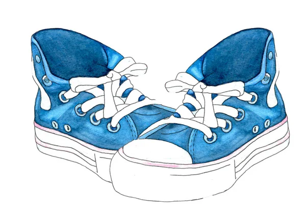 靴が描かれたイラストを手します。 — ストック写真