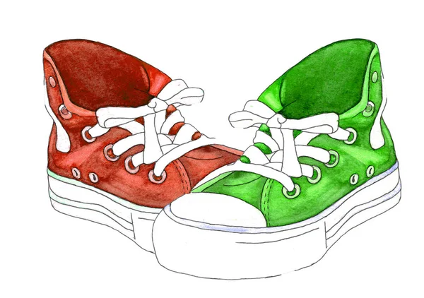 Hand dras illustration med skor — Stockfoto
