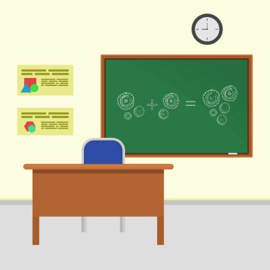 Yeşil yazı tahtası ile sınıf