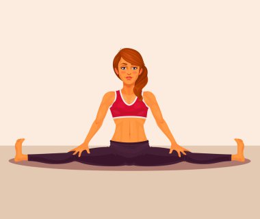 Yoga-kız bölmelerini yapıyor vektör çizim.