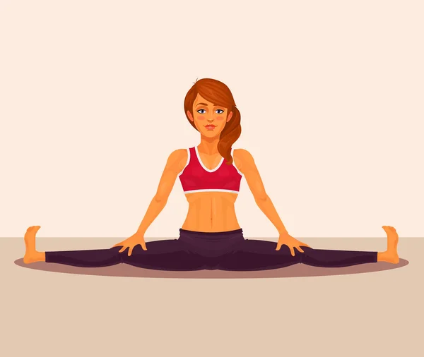 Ilustración vectorial de la chica del yoga haciendo las divisiones . — Vector de stock