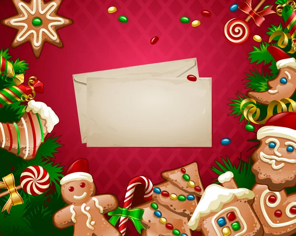 Ilustración vectorial Navidad dulce fondo — Vector de stock