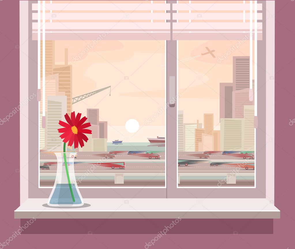 窓からの眺めのベクトル イラスト — ストックベクター © vectorpocket 125664742