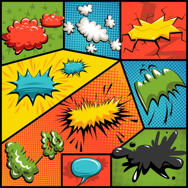 Vector set of comics explosion bubbles — Stock Vector