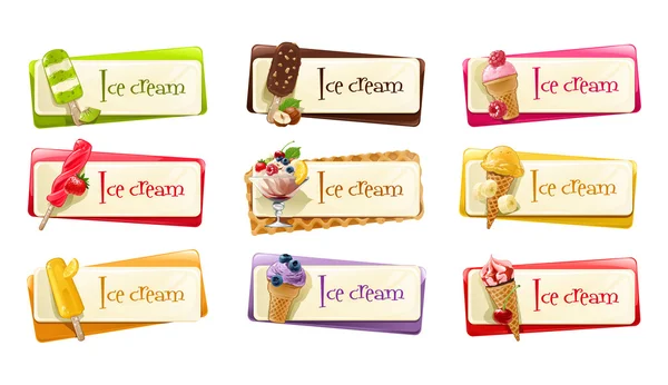 Vector set of banners with ice cream — Stock Vector