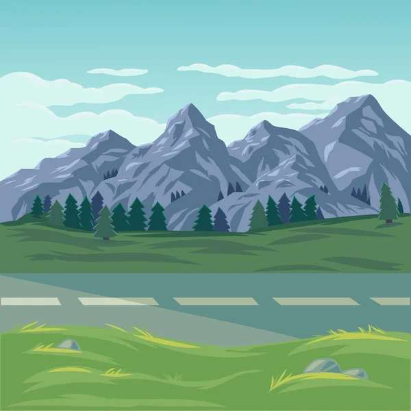 Ilustración vectorial de un paisaje de montaña — Vector de stock
