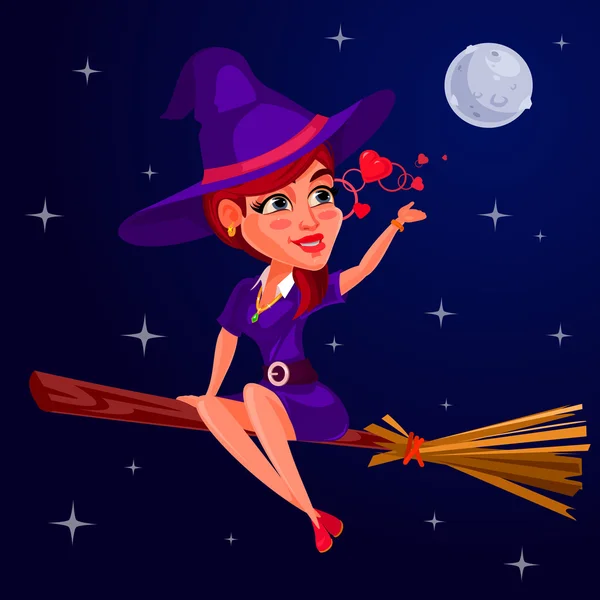 Vektor ilustrasi dari penyihir gadis muda - Stok Vektor