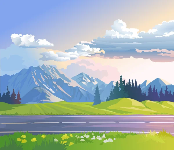 山の風景のベクトル図 — ストックベクタ