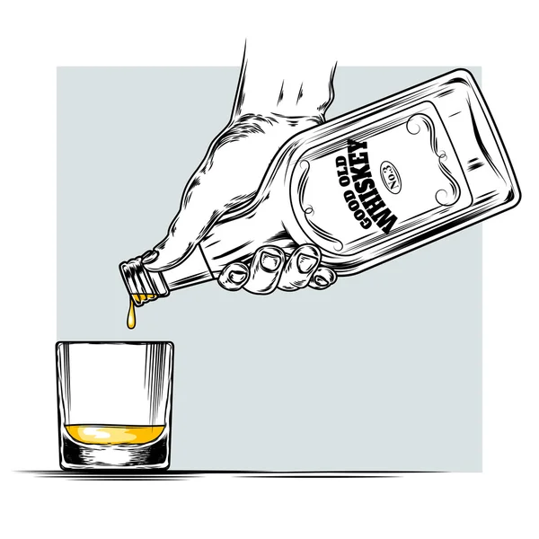 Vektor-Illustration von Whiskey und Glas — Stockvektor