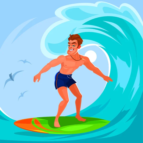 Ilustración vectorial de un surfista — Vector de stock