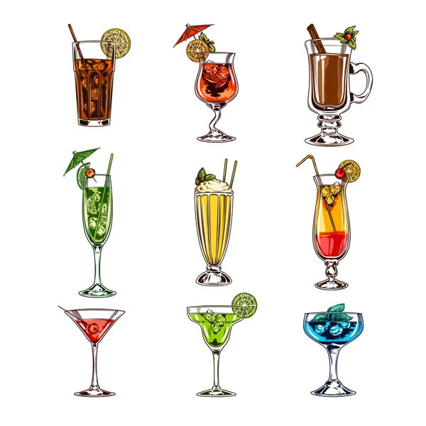 Vector set of cocktail glasses — Stock Vector