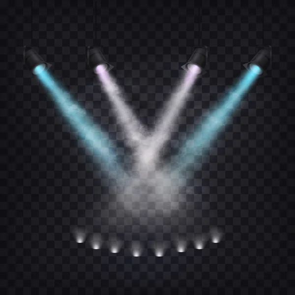 Set of vector scenic spotlights in fog — Διανυσματικό Αρχείο