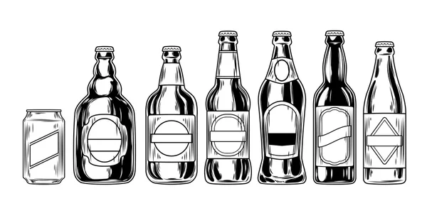 Conjunto de ícones de garrafas de cerveja — Vetor de Stock