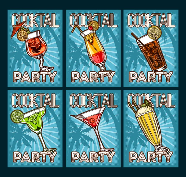 Vector set van cocktail glazen — Stockvector