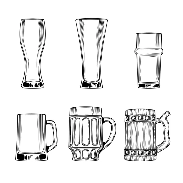 Bierglazen van vector icons set — Stockvector