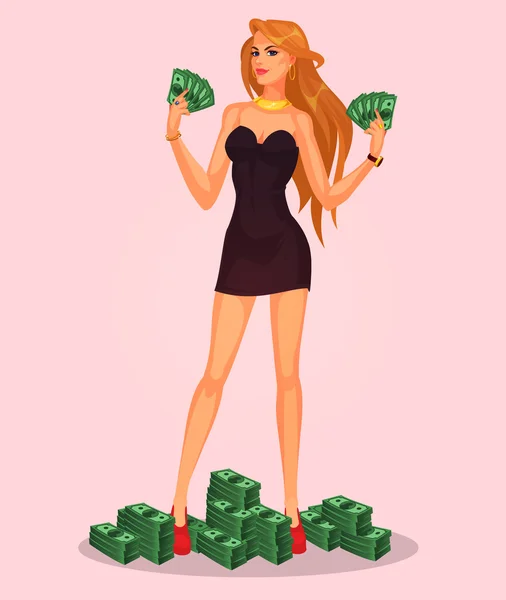 Vector sexy girl with cash — Stock Vector