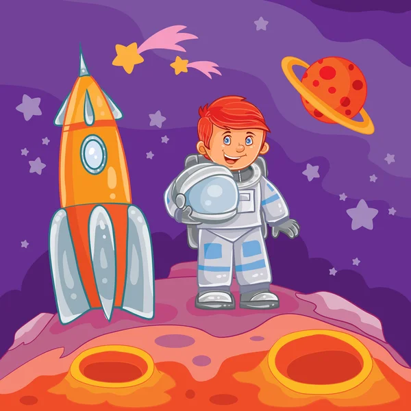 Illustration vectorielle d'un petit garçon astronaute — Image vectorielle