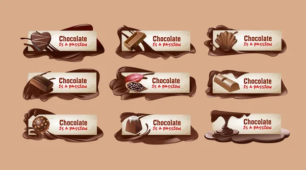 Σύνολο των πανό διάνυσμα σοκολάτας. — Διανυσματικό Αρχείο
