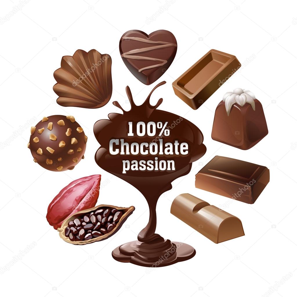 Set vector icons of chocolate