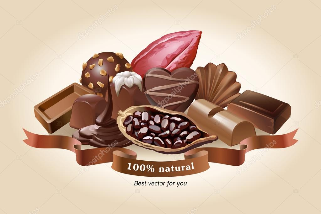 Vector illustration of chocolate sweets on a light background