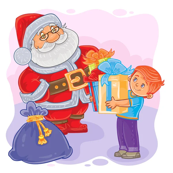 Vector illustration of Santa Claus and little boy — Stock Vector