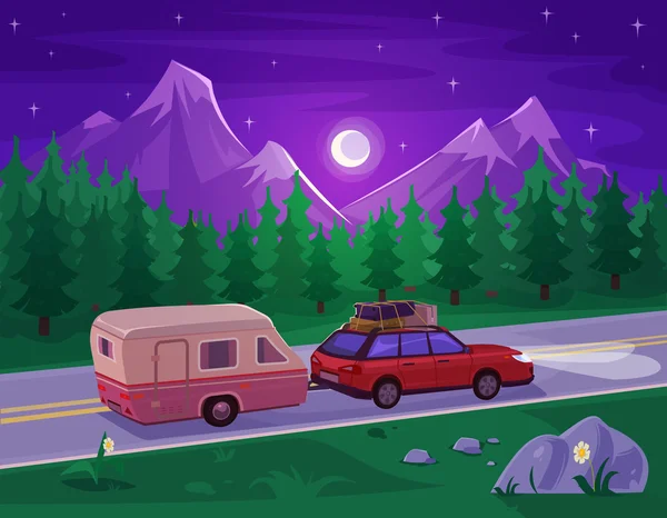 Ilustración vectorial de un paisaje de montaña — Vector de stock