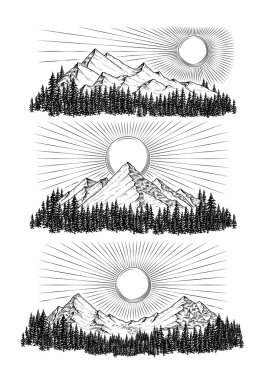 Hand drawn vector illustration the mountains vector