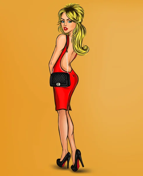 Ilustración vectorial de sexy pin up rubia — Archivo Imágenes Vectoriales