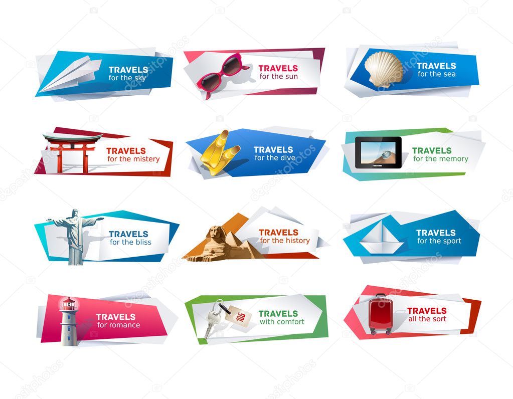 Set banners on the theme of travel