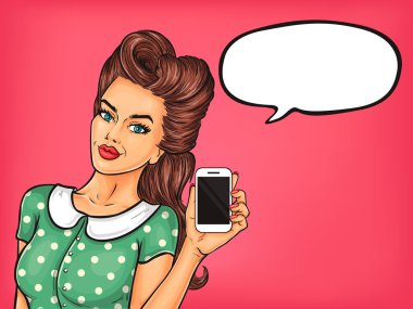 Pop art kız bir şey söyleyerek