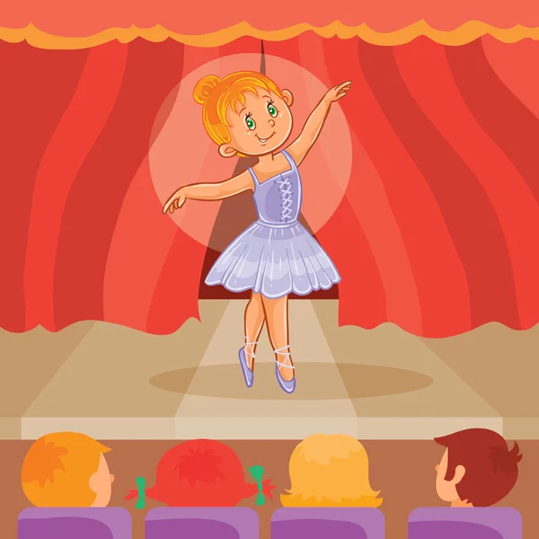 Kleines Mädchen Ballerina bei einer Präsentation — Stockvektor