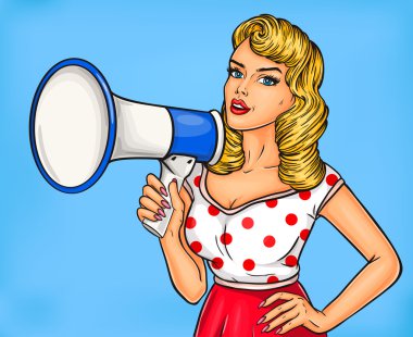 Megafon kızla pop art