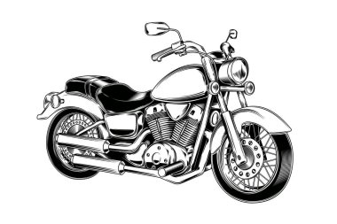 Hand-drawn vintage motorcycle. Classic chopper. clipart