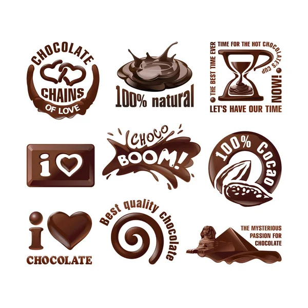 Definir logotipos vetor de chocolate e rótulos . — Vetor de Stock
