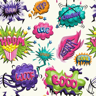 Vektör Dikişsiz desen komik simgesinin