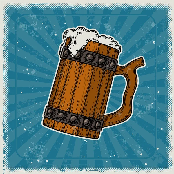Ξύλινη κούπα μπύρας — Διανυσματικό Αρχείο