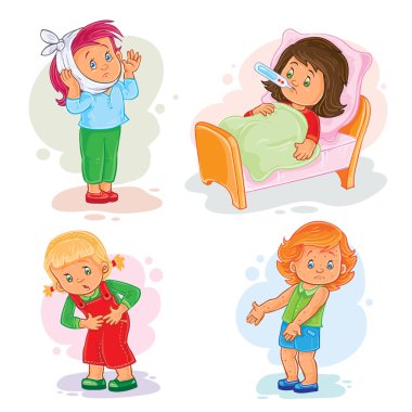 Küçük kız hasta Icons set