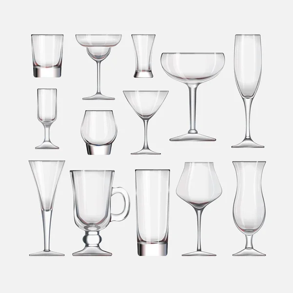 Koktél stemware és a pohár alkohol — Stock Vector