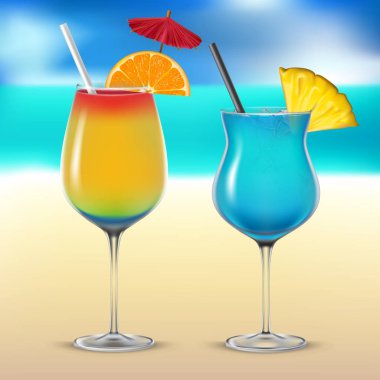 Şeffaf vektör kokteyl bardağı ayarla