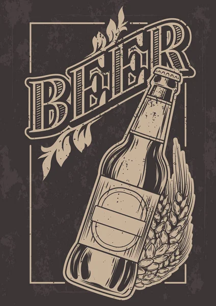 Vector vintage sjabloon voor koud biertje reclame. — Stockvector