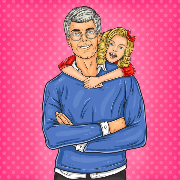 Grootvader en zijn geliefde kleindochter — Stockvector