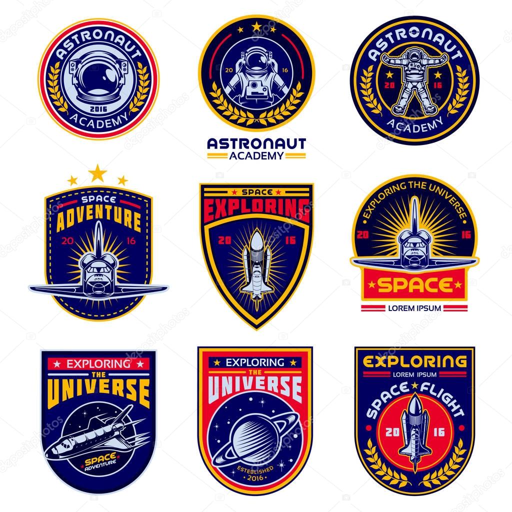 Set of vector icons of space. Elements of design, badges, logo and emblem on a white background. The concept of space travel