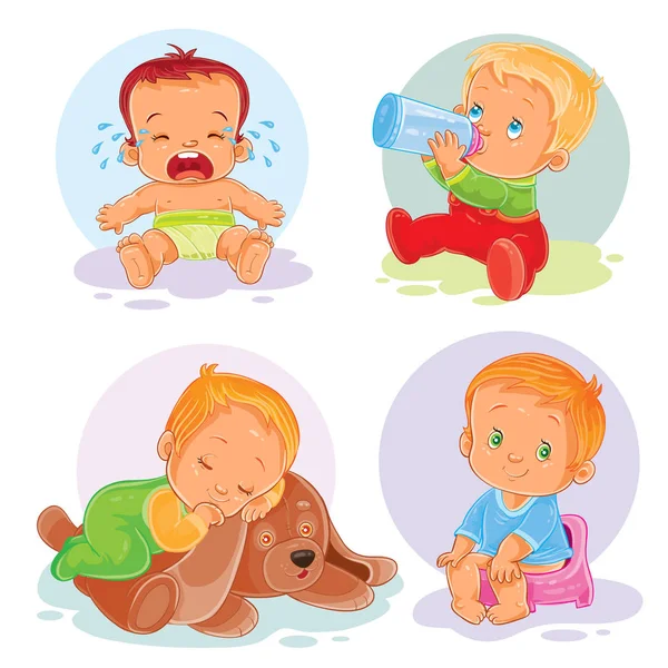 Conjunto de iconos vectoriales niños pequeños — Vector de stock