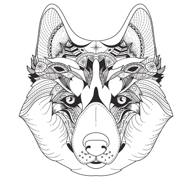 Affiche avec husky à motifs — Image vectorielle