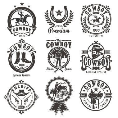 Set of vector rodeo logos clipart
